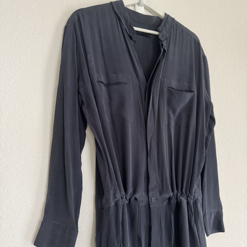 Superfine 100% Silk Made In Italy Gray Button Front Jumpsuit Sz S Quiet Luxury - Picture 6 of 16